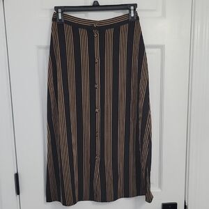 H&M Brown and Black Midi A-Line Skirt for Work